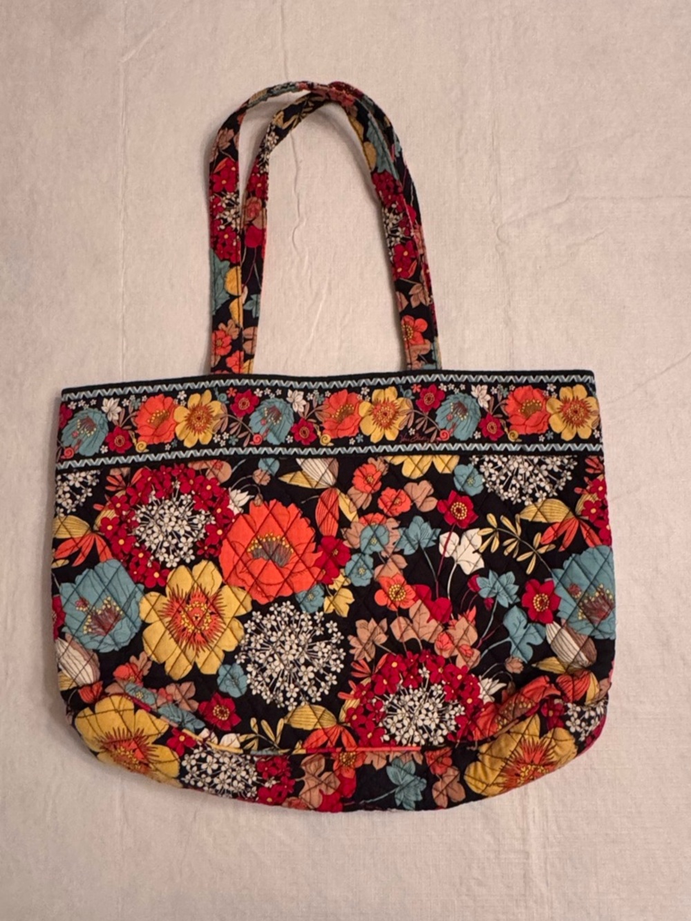 Vera Bradley Black Multi Floral Quilted Tote